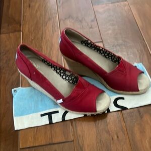 Stylish Red Peep-Toe Wedges